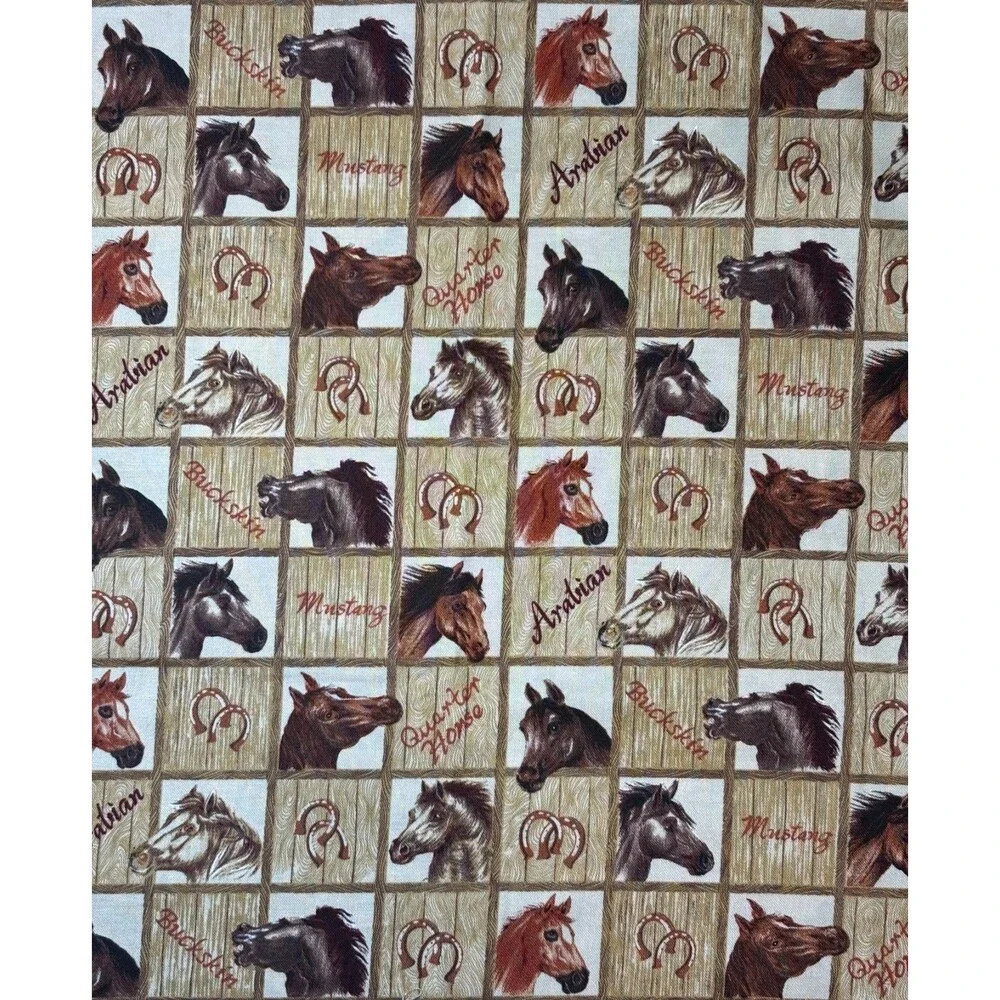 Vintage Fabric Innovations Way Out West Horse Cotton Fabric 29.5